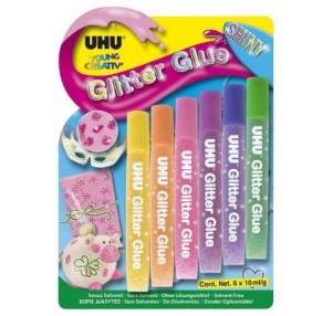 UHU Shiny Glitter Glue (6x10ml) Carded