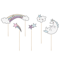 Unicorn Rainbow Cake Topper Set 5pce