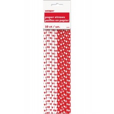 Valentine's Heart Paper Straws 10pk Valentine's Heart Paper Straws 10pk