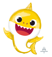 Yellow Baby Shark Party 26 inch SuperShape Foil Balloon